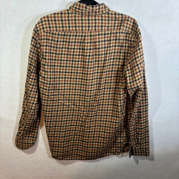J. Crew Gingham Tan Maroon Blue Cashmere Blend Button Down Flannel Shirt Size L - Picture 3 of 7